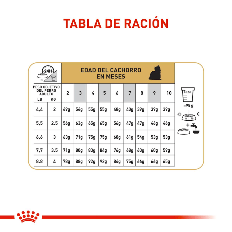 Tabla-de-racion-recomendada-para-cachorros-de-Yorkshire