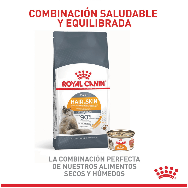 Combinacion-saludable-y-equilibrada-de-nutrientes-con-Hair-and-Skin-Care-para-gato