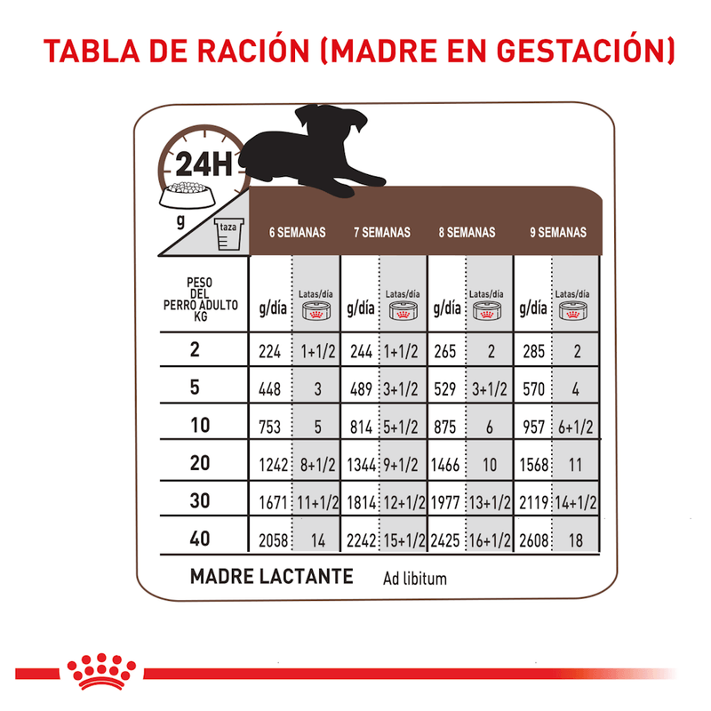 Tabla-de-racion-recomendada-para-madres-gestantes-o-lactantes-del-alimento-humedo-en-lata-Gastrointestinal-Puppy